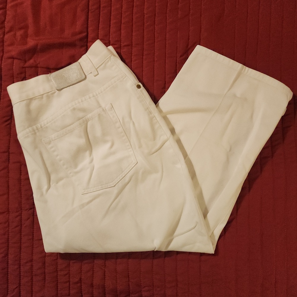 Lauren Jeans Co Ralph Lauren White Cotton Straight Leg Crop Pants 14W Womens